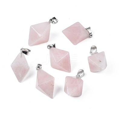 Natural Rose Quartz Pendants G-N326-107A-1