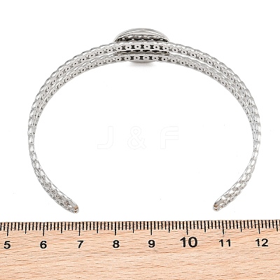 304 Stainless Steel Blank Cuff Bangle Bases with Flat Round Tray SA-CBA82C8-05A-P-1