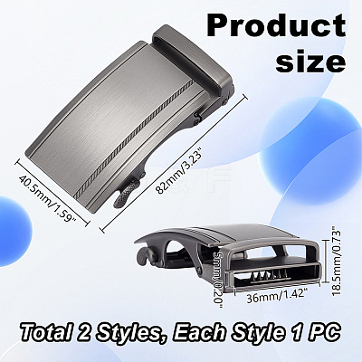 2Pcs 2 Styles Alloy DIY Adjustable Automatic Buckle FIND-GA0003-34A-1