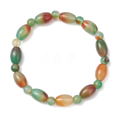 2Pcs 2 Styles  Natural Peacock Agate Beaded Stretch Bracelets for Couple BJEW-JB13416-01-1