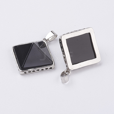 Natural Dyed & Heated Black Agate Pendants G-E442-02R-1