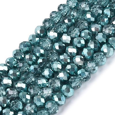 Transparent Electroplate Glass Beads Strands EGLA-Q131-01A-03-1