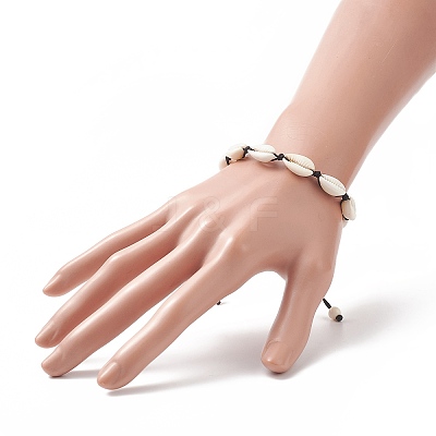 Natural Shell & Synthetic Turquoise Braided Bead Bracelet for Women BJEW-JB09245-1