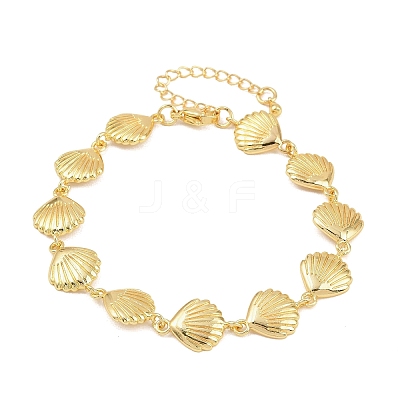 Shell Shape Brass Link Chain Bracelets for Women BJEW-K248-07C-G-1