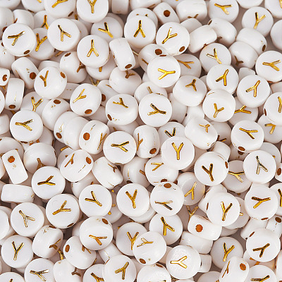 500Pcs Plating Acrylic Beads PACR-TADJ0001-01Y-1