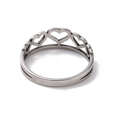Non-Tarnish 201 Stainless Steel Hollow Heart Finger Ring for Valentine's Day RJEW-J051-35P-1