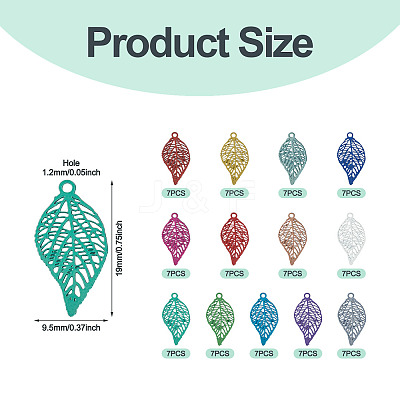91Pcs 13 Colors Spray Paint 430 Stainless Steel Pendants STAS-TA0006-05-1