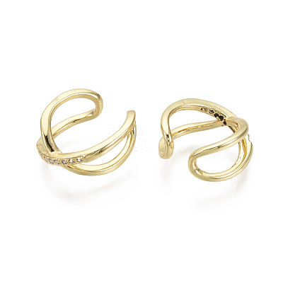 Brass Micro Pave Clear Cubic Zirconia Cuff Earrings EJEW-R114-014-NF-1
