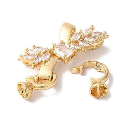 Brass Micro Pave Cubic Zirconia Fold Over Clasps KK-B098-09G-01-1