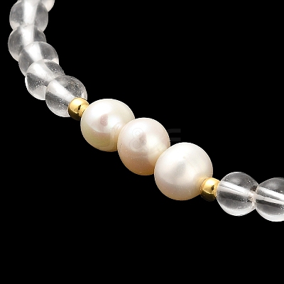 Natural Agate and Natural Quartz Crystal Bead Bracelets BJEW-E098-16G-1