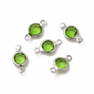 304 Stainless Steel with Glass Connector Charms STAS-G305-08P-01-1