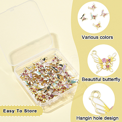 25Pcs 5 Colors Alloy Enamel Pendants ENAM-YW0008-73-1