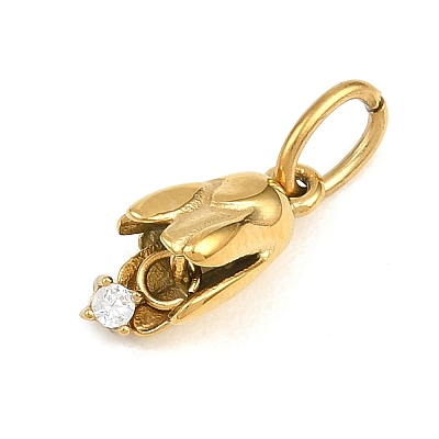 304 Stainless Steel Micro Pave Cubic Zirconia Charms SA-CBA1D2B-01G-D-1
