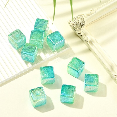 10Pcs Gradient Color & UV Plating Transparent Acrylic Beads OACR-YW0002-25D-1