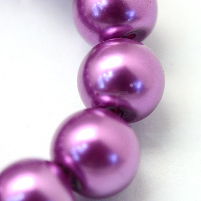 Baking Paint Pearlized Glass Pearl Round Bead Strands HY-Q330-8mm-16-1