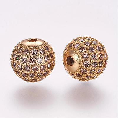 Brass Micro Pave Cubic Zirconia Beads ZIRC-G092-23G-08-1