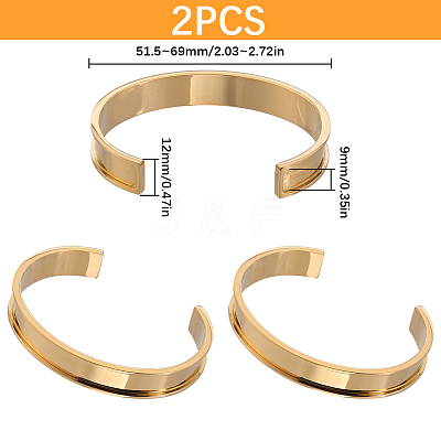 2Pcs 304 Stainless Steel Grooved Cuff Bangles BJEW-SC0001-74G-1
