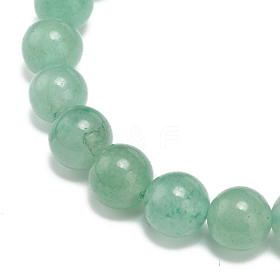 Natural Green Aventurine Round Beaded Stretch Bracelet with Heart Charm BJEW-JB09019-05-1