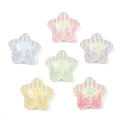 Printed Transparent Resin & Glitter Powder Cabochons RE-CBA9CE8-05-1