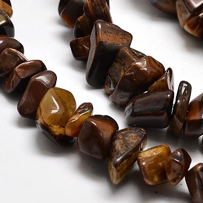Chip Natural Tiger Eye Beads Strands X-G-N0134-09-1