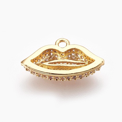 Brass Micro Pave Cubic Zirconia Pendants ZIRC-F089-06G-1