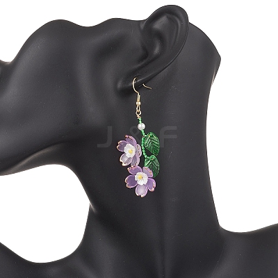Acrylic Flower Dangle Earrings EJEW-MZ00588-02-1