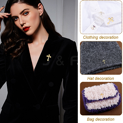 4Pcs Cross Stainless Steel Lapel Pin Back Brooches for Backpack Clothes JEWB-GA0001-53G-1