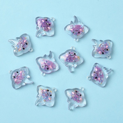 10Pcs Luminous Transparent Resin Pendants RESI-YW0004-44G-1