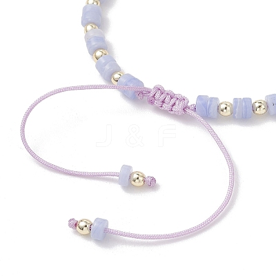 Flat Round Synthetic Blue Lace Agate Beads Braided Bead Bracelets BJEW-JB13247-01-1