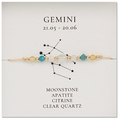 Natural stone constellation bracelet with 12 zodiac signs X-NR2952-9-1