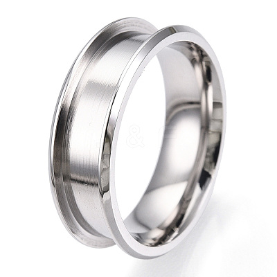 201 Stainless Steel Grooved Finger Ring for Women STAS-WH0039-09B-P-1