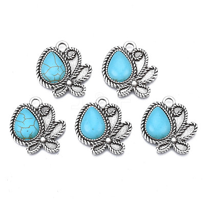 Synthetic Turquoise Pendants Settings for Enamel PALLOY-N157-030-1