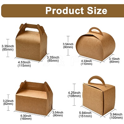 40Pcs 4 Styles Kraft Paper Hand-held Cake Box CON-CJ0001-21-1
