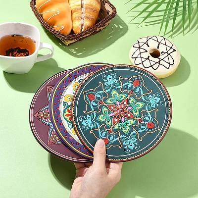 3 Pcs 3 Styles Creative Ethnic Style Silicone Coasters ST-CJ0008-11-1