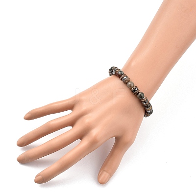 Natural & Synthetic Gemstone Stretch Bracelets X-BJEW-JB05359-1