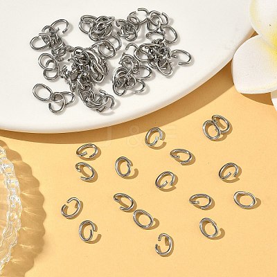 Tarnish Resistant Oval 304 Stainless Steel Open Jump Rings STAS-R067-01-1