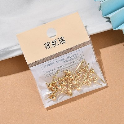 SHEGRACE Brass Round Ball Stud Earring Findings XGR0051G-39G-1