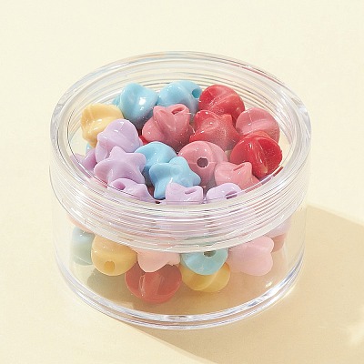 50Pcs 6 Colors Opaque Acrylic Beads MACR-FS0001-58-1