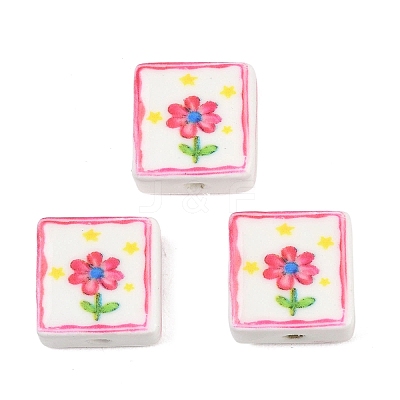 Printed Handmade Porcelain Beads PORC-G016-04A-1