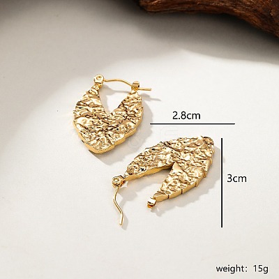 304 Stainless Steel Textured Leaf Hoop Earrings for Women DP2797-1-1