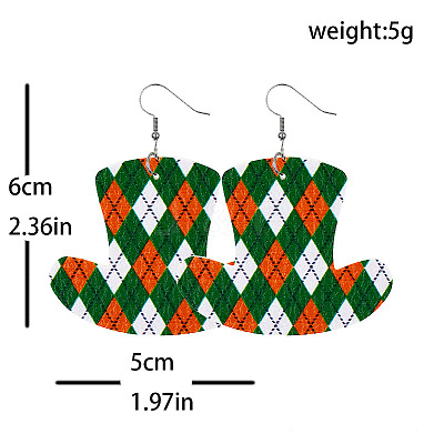 Saint Patrick's Day Imitation Leather Dangle Earrings FS-WG4E1C6-15-1