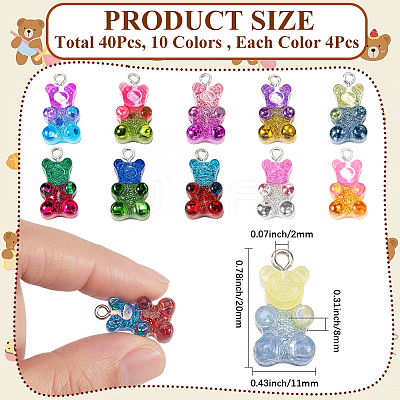 40Pcs 10 Colors Transparent Resin Pendants RESI-CP0001-11-1
