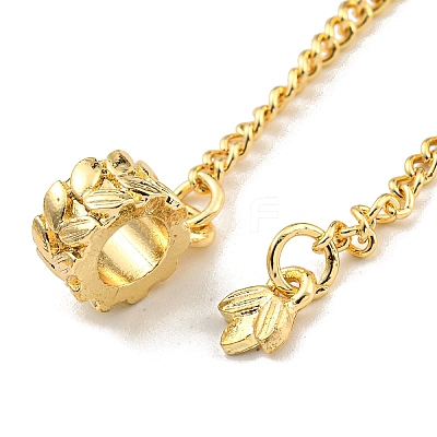 Rack Plating Alloy Leaf European Beads with Safety Chains FIND-B034-27G-1