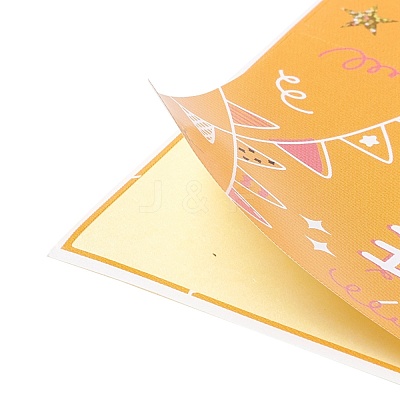 Rectangle Happy Birthday Theme Paper Stickers DIY-B041-23A-1