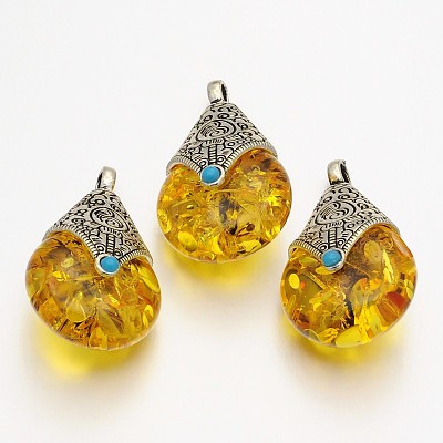 Teardrop Tibetan Style Pendants X-TIBEP-N007-01-1