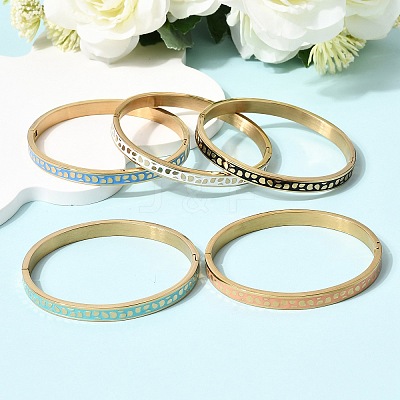 304 Stainless Steel Enamel Bangles BJEW-D408-32G-1
