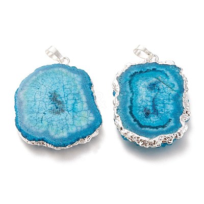Dyed Natural Druzy Solar Quartz Crystal Pendants G-F693-01B-S-1