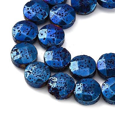 Electroplated Natural Lava Rock Beads Strands G-A256-F01-01H-1