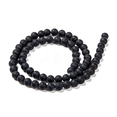 Dyed & Heated Natural Black Agate Bead Strands G-H056-6mm-1