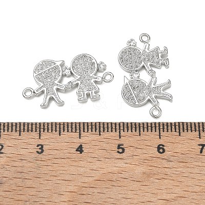 Brass Micro Pave Clear Cubic Zirconia Connector Charms for Jewelry Making CU-CBAAA59-01P-01-1